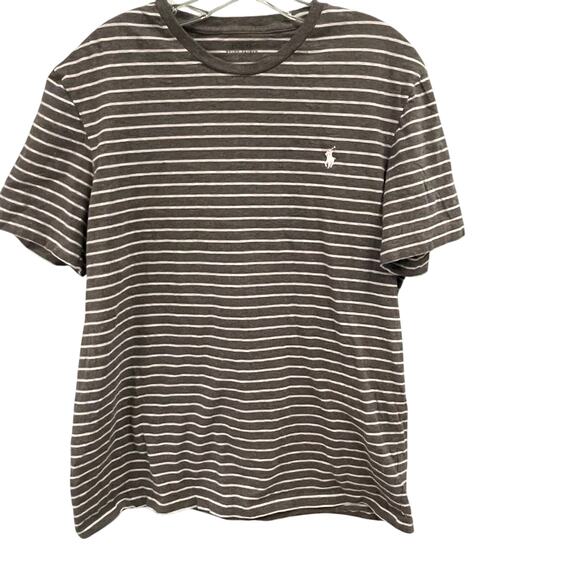 Ralph Lauren Polo Gray Striped Soft Cotton Tee Custom Fit Casual Preppy Classic - Picture 1 of 4